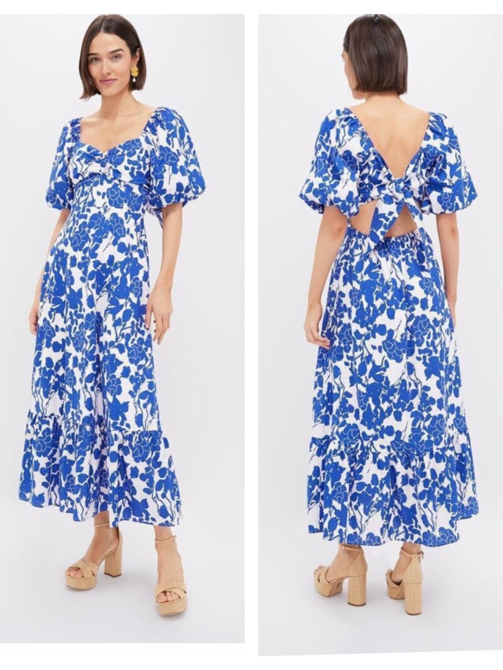 Hyacinth House Blue White Floral Seaport Midi Dress